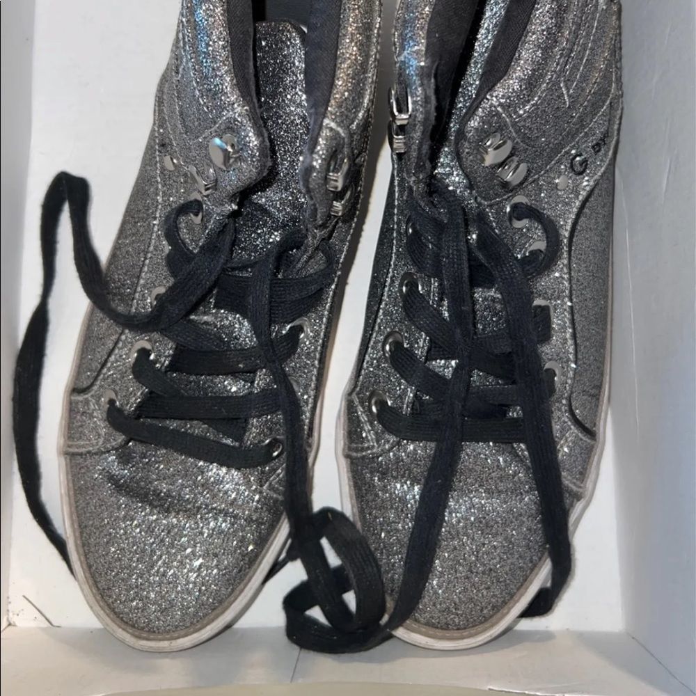 G by Guess Silver glittery high top shoes Sneakers women’s